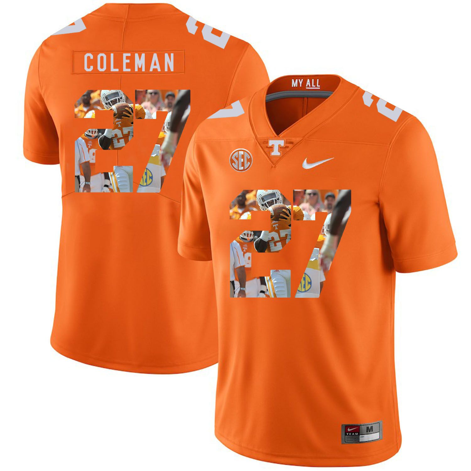 Men Tennessee Volunteers #27 Coleman Orange Fashion Edition Customized NCAA Jerseys->customized ncaa jersey->Custom Jersey